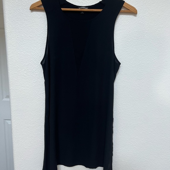 Black Express Womens Mesh V Front Sleeveless Shirt Medium - Picture 4 of 5